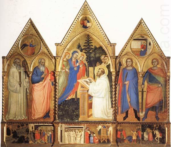 Matteo Di Pacino St.Bernard's Vistonof the Virgin with SS.Benedict,john the Evange-list.Quintinus,and Galgno,The Blessed Redeemer and the Annunciation Stories of the S china oil painting image